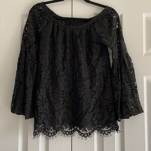 Chaser Women’s Black Lace Long Sleeve Top